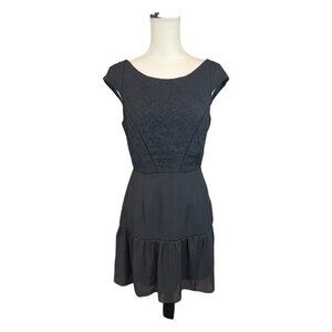 Kimchi Blue Womens 6 Dress A Line Black Eyelet A-Line Cap Sleeve Sheer Lined